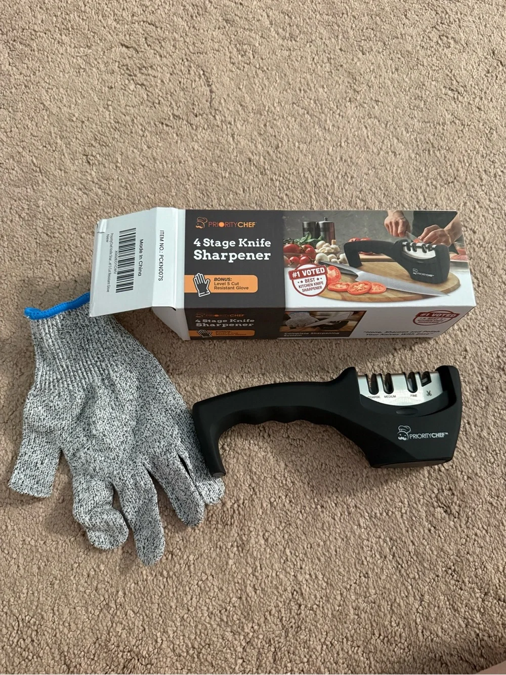 PriorityChef | Kitchen Knife and Scissors Sharpener with Glove | Black